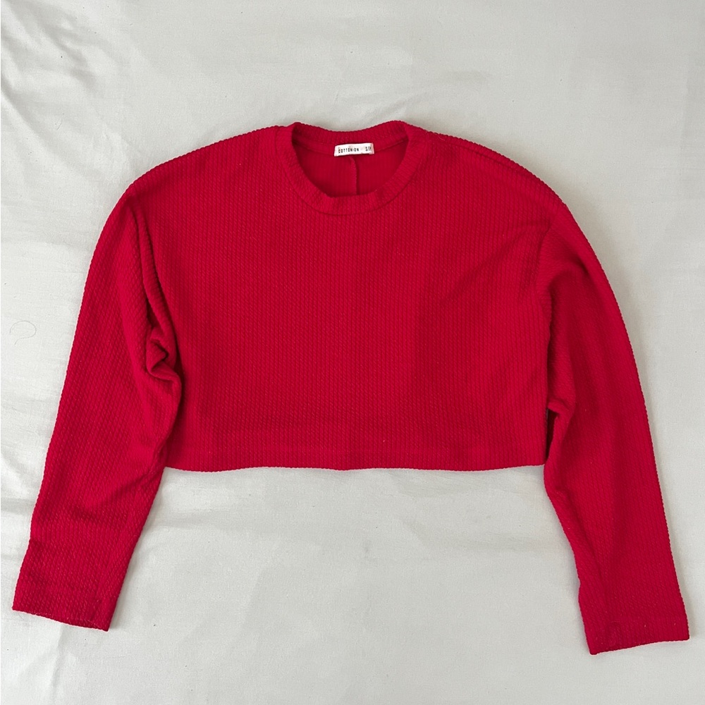 Cotton On Cropped Red Knit Sweater